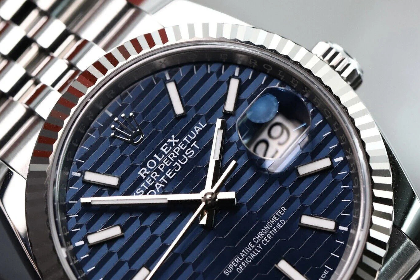 Rolex Datejust 36mm Blue Motif Dial Fluted Bezel Jubilee Bracelet 126234 - 2023