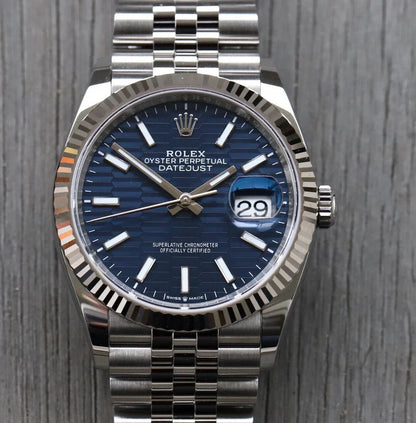Rolex Datejust 36mm Blue Motif Dial Fluted Bezel Jubilee Bracelet 126234 - 2023