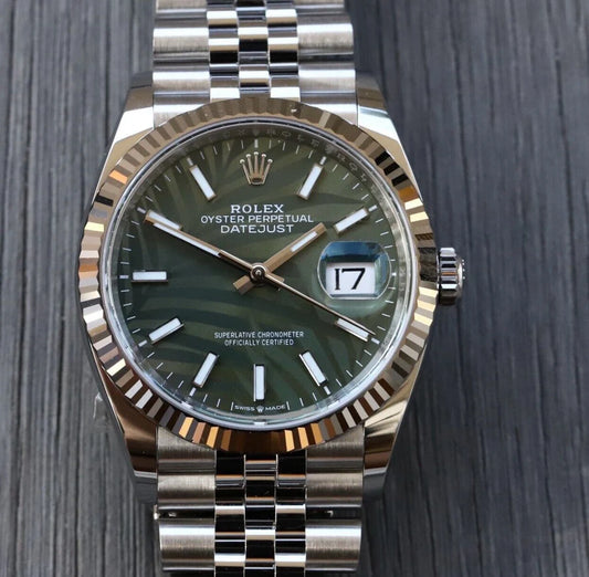 Rolex Datejust 36mm Green Palm Motif Dial 126234 - Brand New 2024