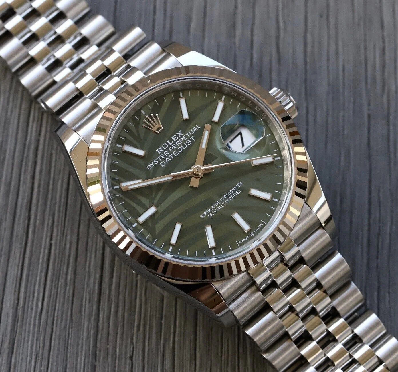 Rolex Datejust 36mm Green Palm Motif Dial 126234 - Brand New 2024