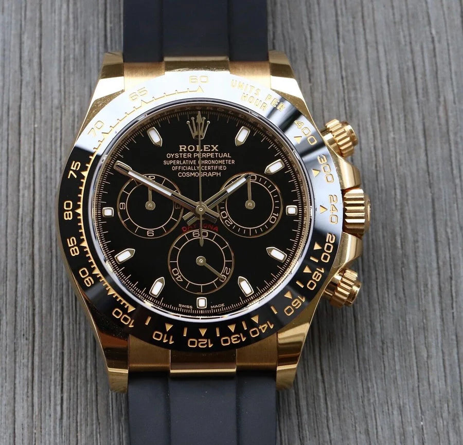 Rolex Daytona Yellow Gold Oysterflex Black Dial 116518LN - 2021