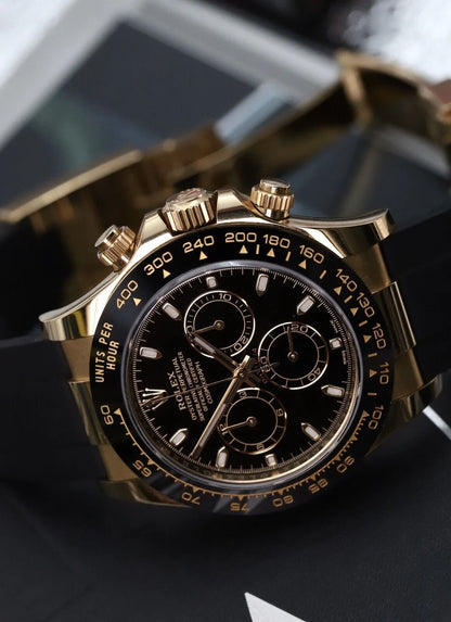 Rolex Daytona Yellow Gold Oysterflex Black Dial 116518LN - 2021