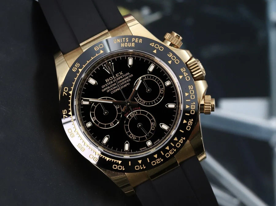 Rolex Daytona Yellow Gold Oysterflex Black Dial 116518LN - 2021