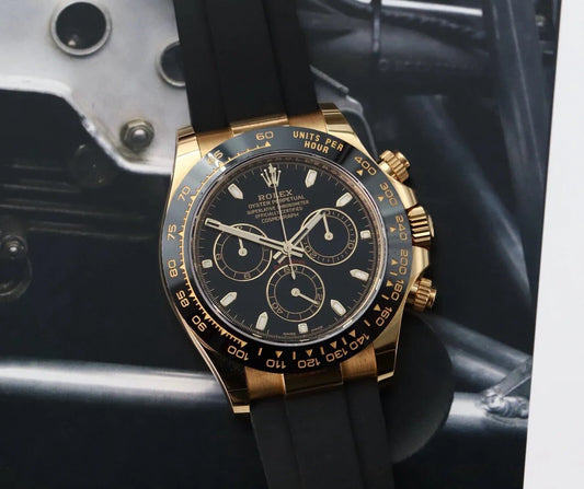 Rolex Daytona Yellow Gold Oysterflex Black Dial 116518LN - 2021