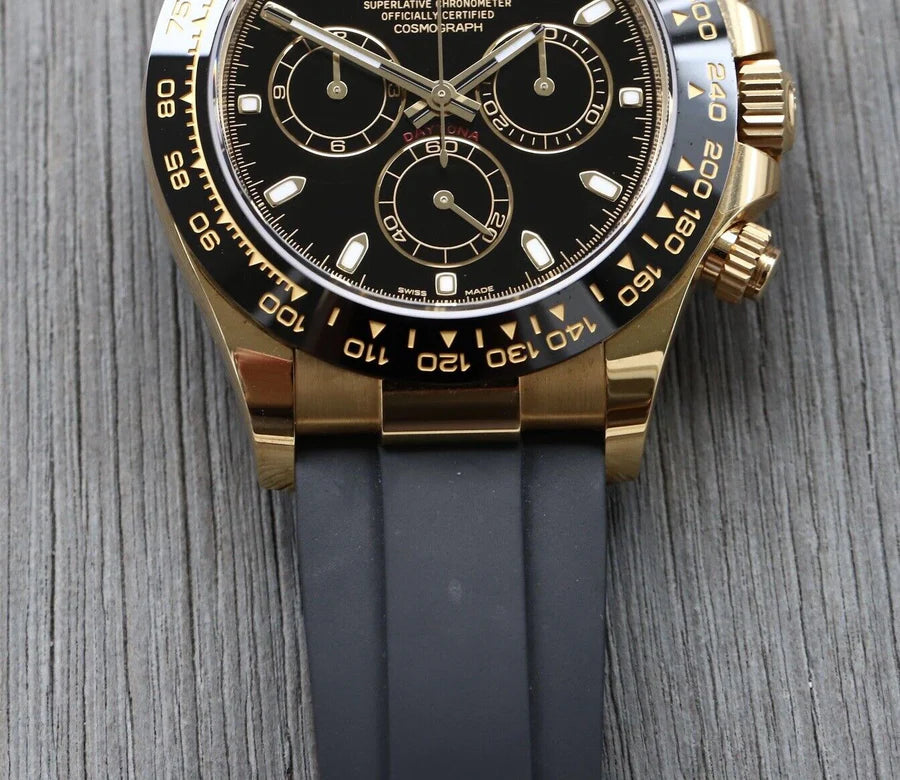 Rolex Daytona Yellow Gold Oysterflex Black Dial 116518LN - 2021