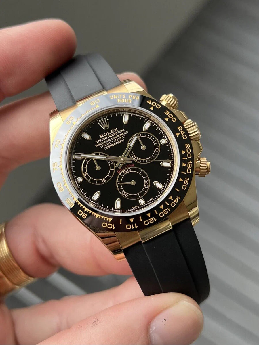 Rolex Daytona Yellow Gold Oysterflex Black Dial 116518LN - 2021