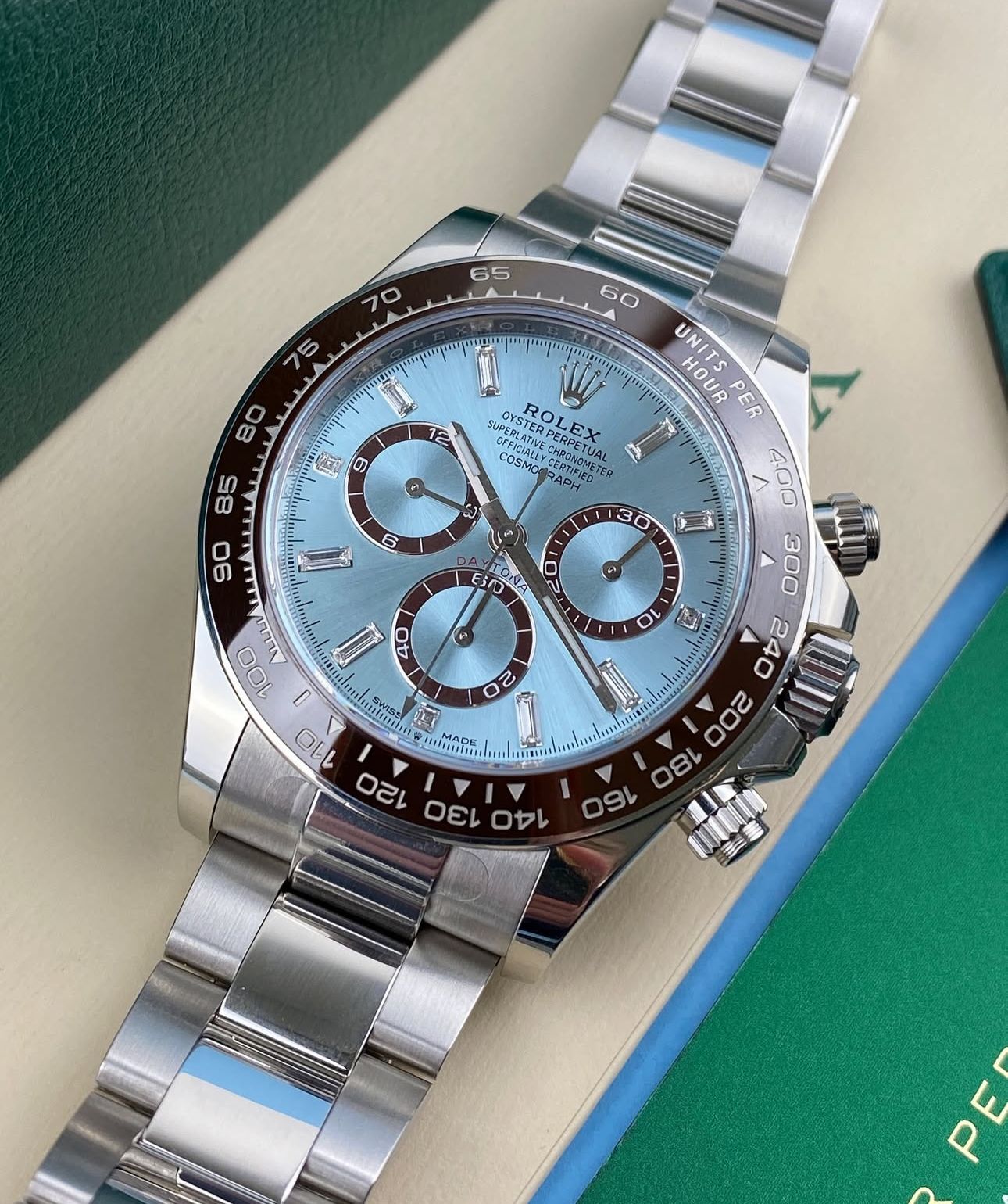 Rolex cosomograph Daytona platinum ice blue dial